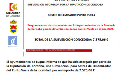 El Ayuntamiento de Luque recibe una subvención de la Diputación de Córdoba.